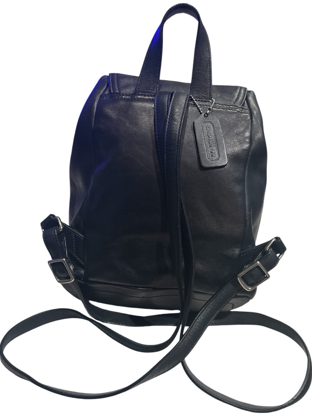 COACH Vintage All Leather legacy Black Backpack 9858 Women's Adjustable Straps - Picture 3 of 14